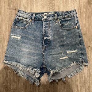We The Free Blue Distressed Jean Shorts